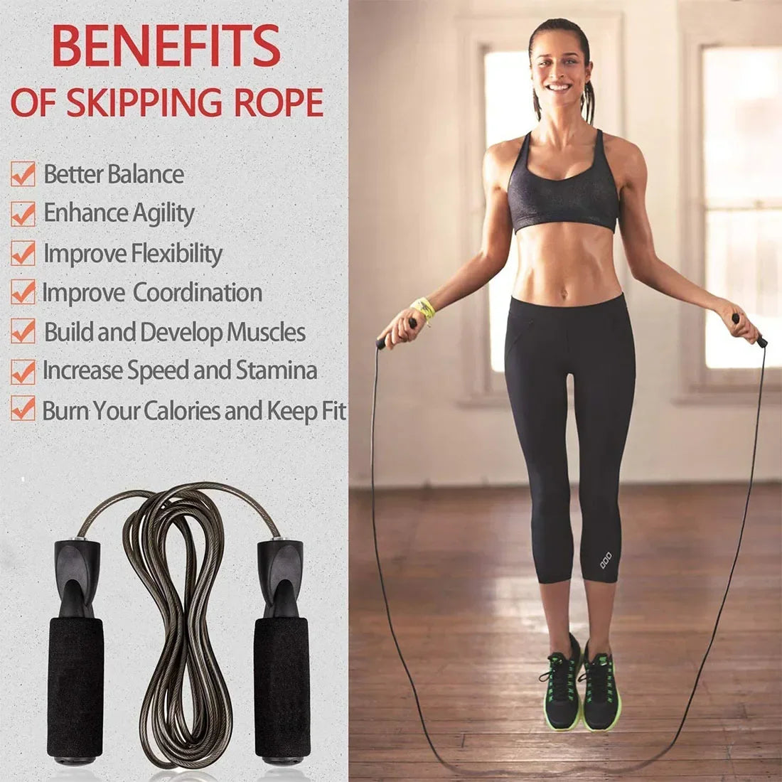 RepFusion Adjustable Length Steel Wire Jump Rope